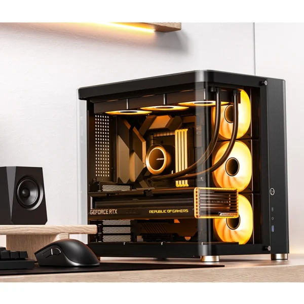 Gabinete Premium Jonsbo Tk-2 Black Atx Panorâmico Vidro Temperado Usb-C Preto