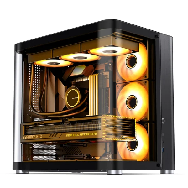 Gabinete Premium Jonsbo Tk-2 Black Atx Panorâmico Vidro Temperado Usb-C Preto