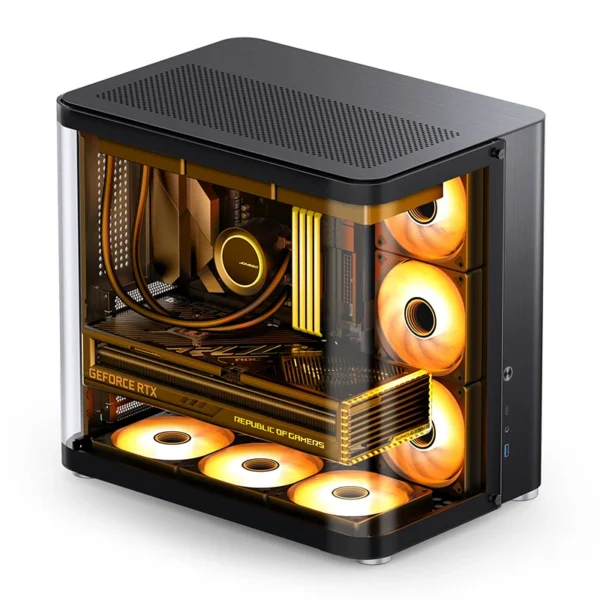 Gabinete Premium Jonsbo Tk-2 Black Atx Panorâmico Vidro Temperado Usb-C Preto
