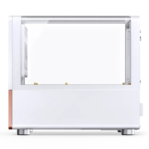 Gabinete Aquário Premium Jonsbo V12 M-Atx Branco E Madeira Nogueira