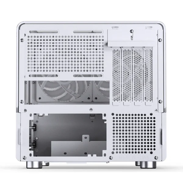Gabinete Aquário Premium Jonsbo V12 M-Atx Branco E Madeira Nogueira