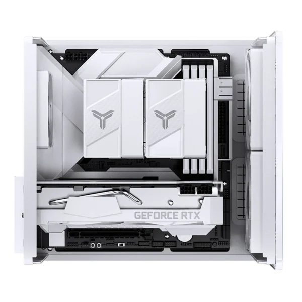 Gabinete Aquário Premium Jonsbo V12 M-Atx Branco E Madeira Nogueira