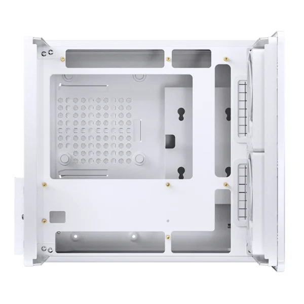 Gabinete Aquário Premium Jonsbo V12 M-Atx Branco E Madeira Nogueira