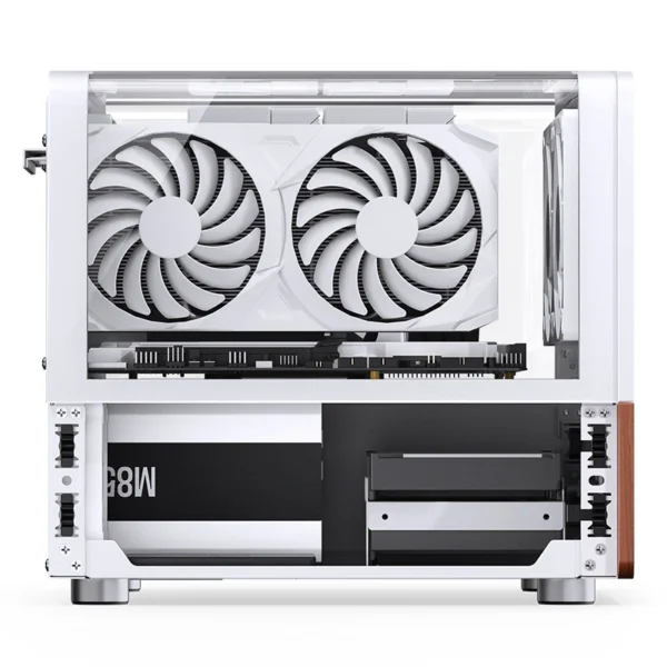 Gabinete Aquário Premium Jonsbo V12 M-Atx Branco E Madeira Nogueira