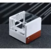 Gabinete Aquário Premium Jonsbo V12 M-Atx Branco E Madeira Nogueira