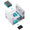 Gabinete Aquário Premium Jonsbo V12 M-Atx Branco E Madeira Nogueira