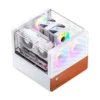 Gabinete Aquário Premium Jonsbo V12 M-Atx Branco E Madeira Nogueira