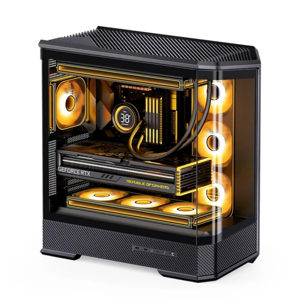 Gabinete Gamer Aquario Premium - Jonsbo D400 Black - Preto