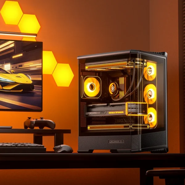 Gabinete Gamer Aquario Premium - Jonsbo D400 Black - Preto