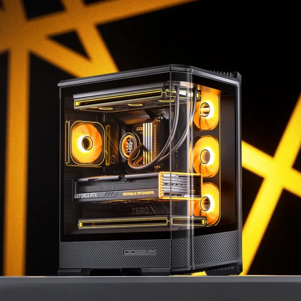 Gabinete Gamer Aquario Premium - Jonsbo D400 Black - Preto