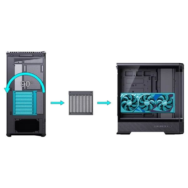 Gabinete Gamer Aquario Premium - Jonsbo D400 Black - Preto