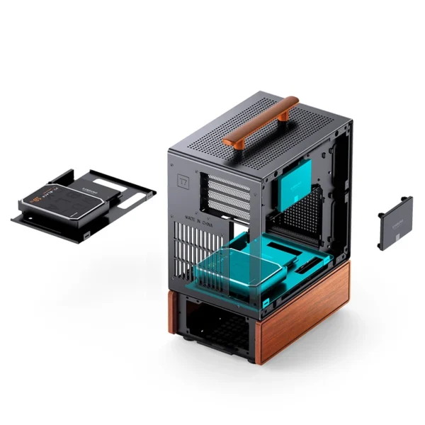 Gabinete Premium Com Madeira Jonsbo T7 Black M-Atx Preto