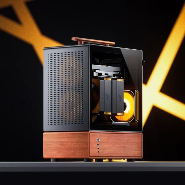 Gabinete Premium Com Madeira Jonsbo T7 Black M-Atx Preto