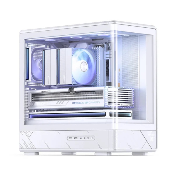 Gabinete Gamer Aquário Jonsbo D200 Branco Com Display Digital M-Atx Usb-C
