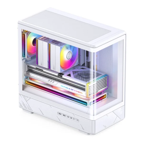 Gabinete Gamer Aquário Jonsbo D200 Branco Com Display Digital M-Atx Usb-C