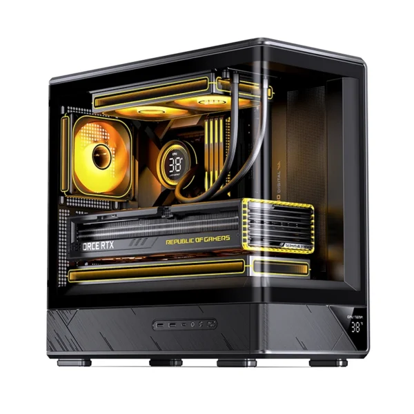 Gabinete Gamer Aquário Jonsbo D200 Preto Com Display Digital M-Atx Usb-C