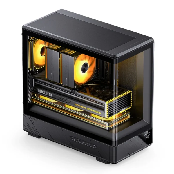 Gabinete Gamer Aquário Jonsbo D200 Preto Com Display Digital M-Atx Usb-C