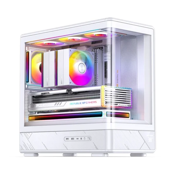 Gabinete Gamer Aquário Jonsbo D200 Branco Com Display Digital M-Atx Usb-C