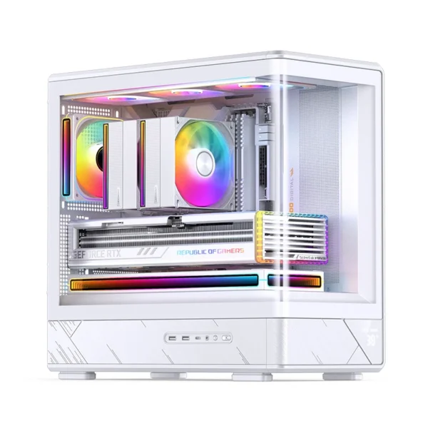 Gabinete Gamer Aquário Jonsbo D200 Branco Com Display Digital M-Atx Usb-C