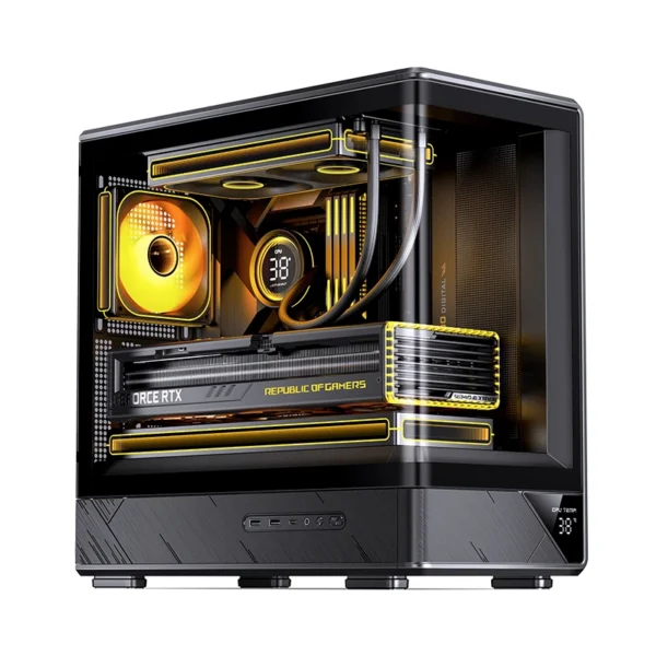 Gabinete Gamer Aquário Jonsbo D200 Preto Com Display Digital M-Atx Usb-C