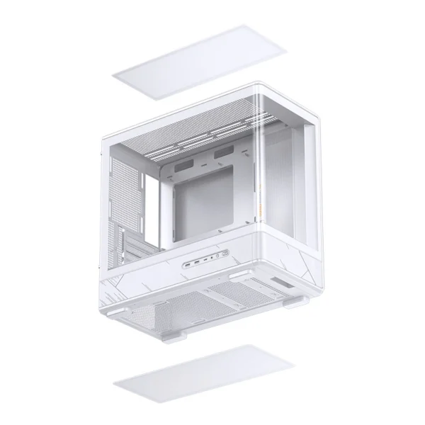 Gabinete Gamer Aquário Jonsbo D200 Branco Com Display Digital M-Atx Usb-C