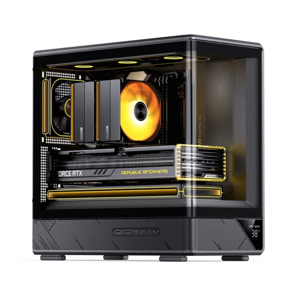 Gabinete Gamer Aquário Jonsbo D200 Preto Com Display Digital M-Atx Usb-C