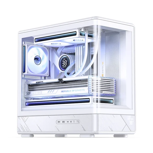 Gabinete Gamer Aquário Jonsbo D200 Branco Com Display Digital M-Atx Usb-C