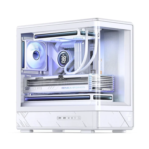 Gabinete Gamer Aquário Jonsbo D200 Branco Com Display Digital M-Atx Usb-C