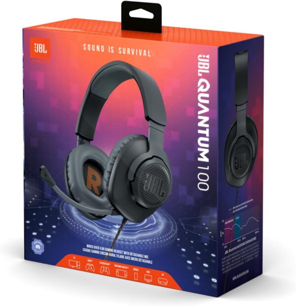 Fone Gamer Headset Jbl Quantum 100 / Com Fio - Preto