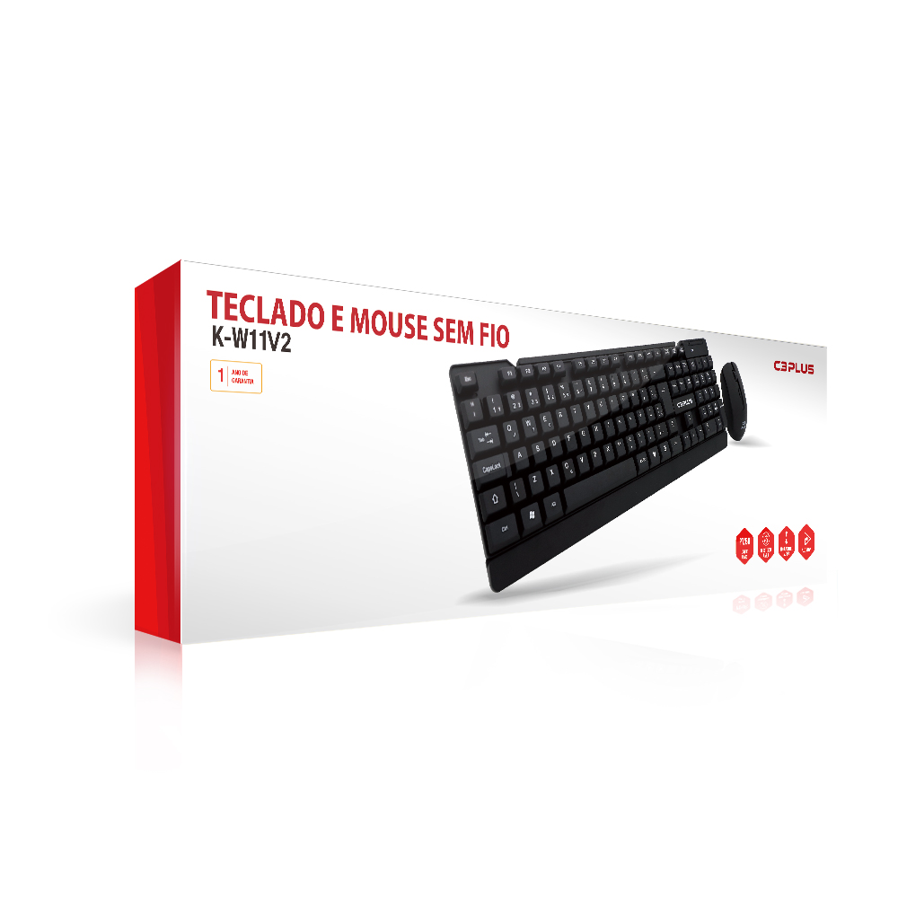 Kit Teclado E Mouse C3 Plus K-W11bk Wireless Preto - Imagem 4