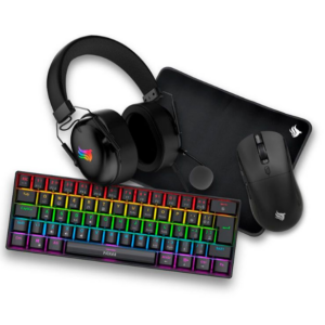 Combo Gamer Pichau Netuno V2 4X1, Rainbow, Teclado Mecanico Abnt2, Mouse 4200Dpi, Mousepad Medio, He