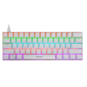 Teclado Mecanico Gamer Tgt Sherman Compacto, Rainbow, Abnt2, Switch Huano Azul, Branco, Tgt-Shcptw-R