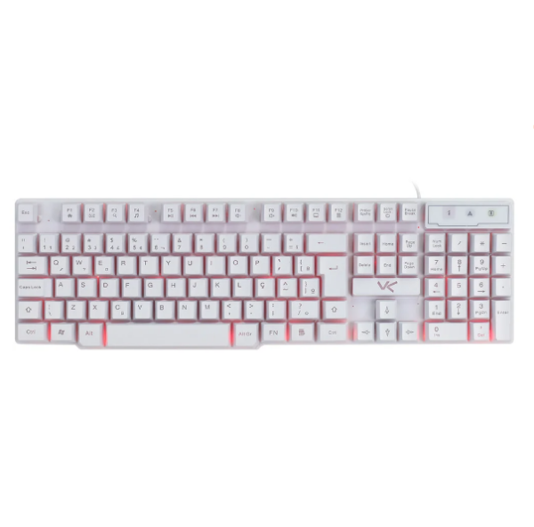 Teclado Usb Gamer Vx Gaming Hydra Branco Led Vermelho - Gth110bv