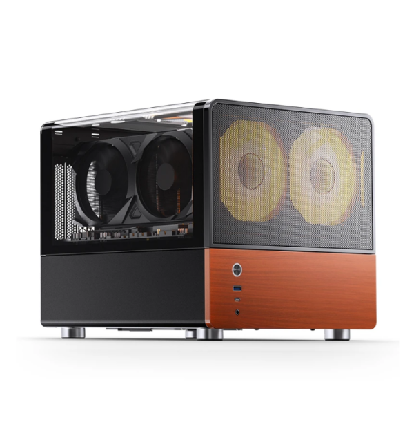 Gabinete Jonsbo V12 Black M-Atx Preto Vidro Panorâmico 270° Madeira Nogueira