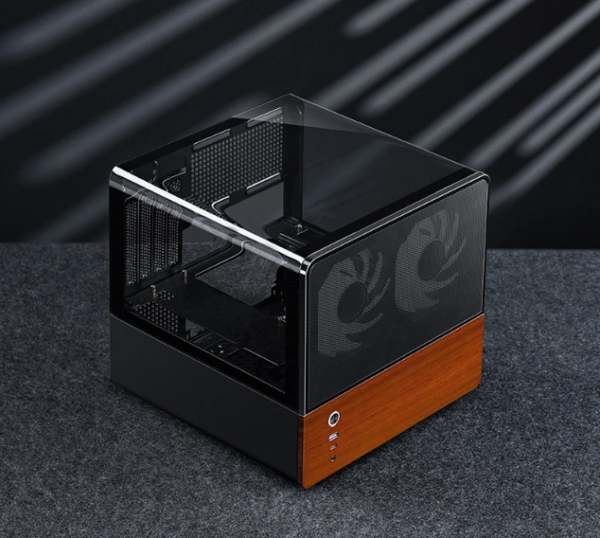 Gabinete Jonsbo V12 Black M-Atx Preto Vidro Panorâmico 270° Madeira Nogueira