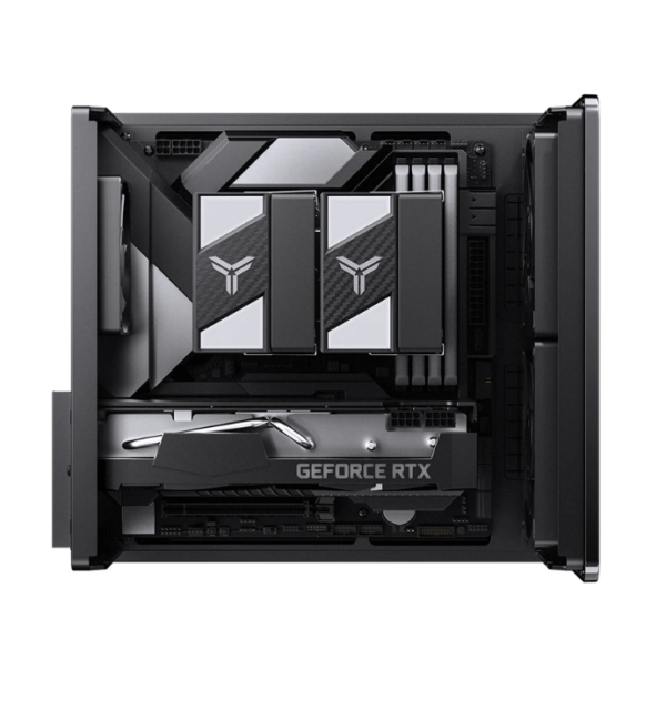 Gabinete Jonsbo V12 Black M-Atx Preto Vidro Panorâmico 270° Madeira Nogueira