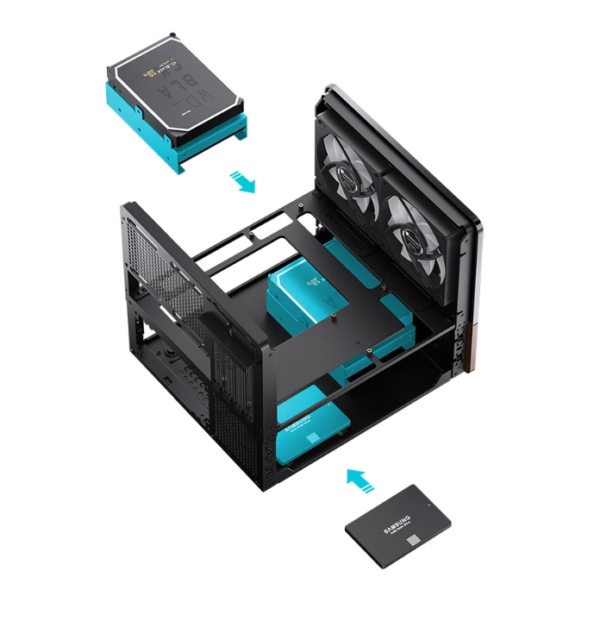 Gabinete Jonsbo V12 Black M-Atx Preto Vidro Panorâmico 270° Madeira Nogueira