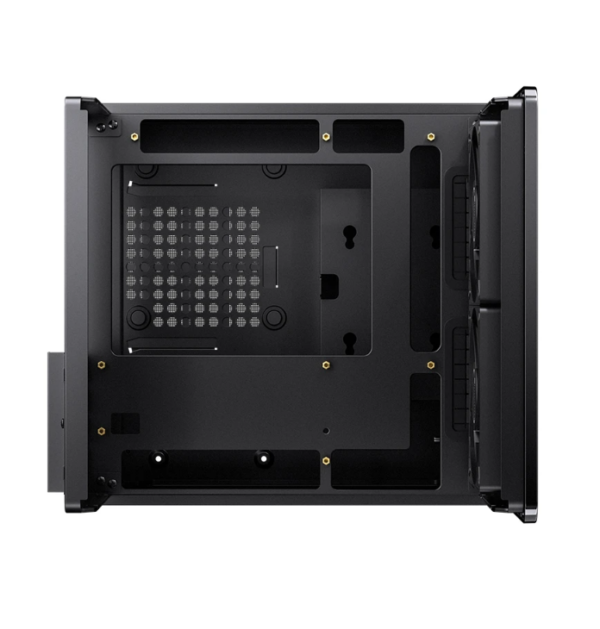 Gabinete Jonsbo V12 Black M-Atx Preto Vidro Panorâmico 270° Madeira Nogueira