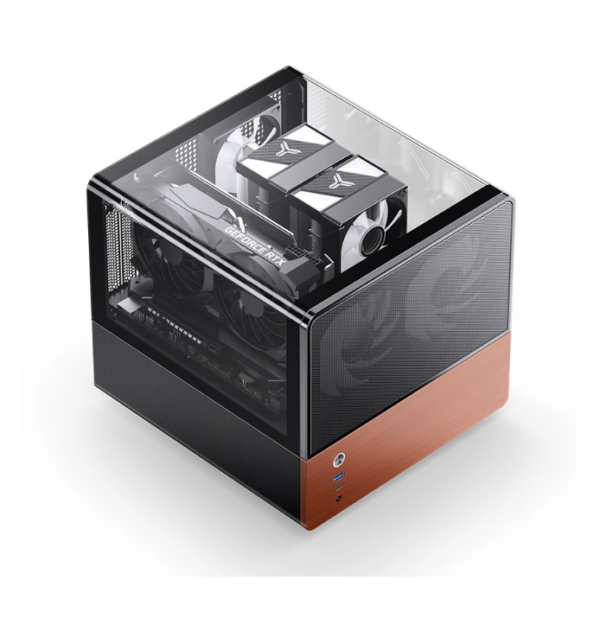 Gabinete Jonsbo V12 Black M-Atx Preto Vidro Panorâmico 270° Madeira Nogueira