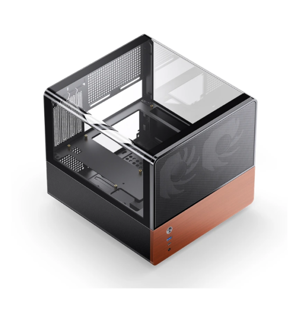 Gabinete Jonsbo V12 Black M-Atx Preto Vidro Panorâmico 270° Madeira Nogueira