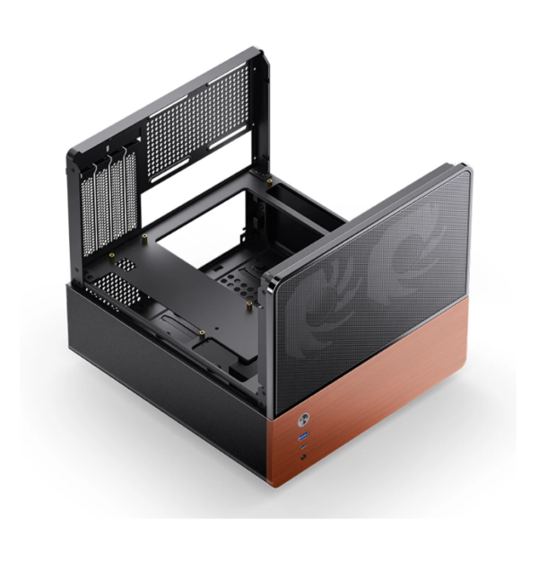 Gabinete Jonsbo V12 Black M-Atx Preto Vidro Panorâmico 270° Madeira Nogueira