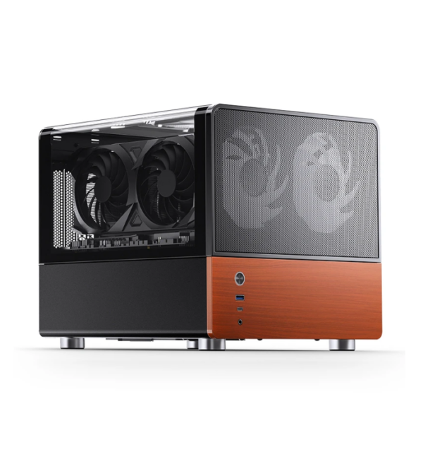Gabinete Jonsbo V12 Black M-Atx Preto Vidro Panorâmico 270° Madeira Nogueira
