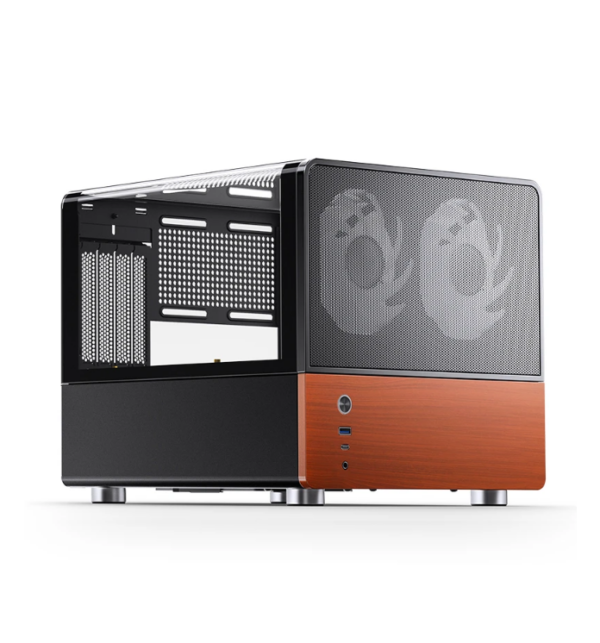 Gabinete Jonsbo V12 Black M-Atx Preto Vidro Panorâmico 270° Madeira Nogueira