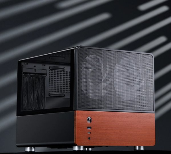 Gabinete Jonsbo V12 Black M-Atx Preto Vidro Panorâmico 270° Madeira Nogueira