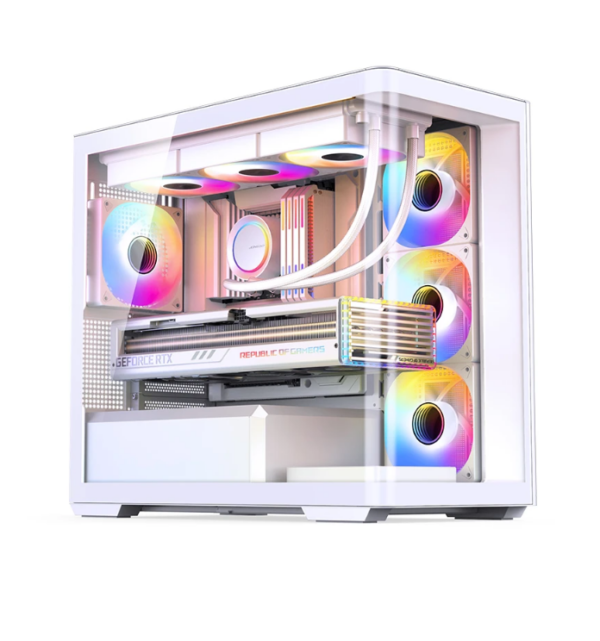 Gabinete Gamer Aquário Jonsbo D300 White M-Atx Vidro Temperado Usb-C Branco