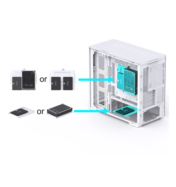 Gabinete Gamer Aquário Jonsbo D300 White M-Atx Vidro Temperado Usb-C Branco