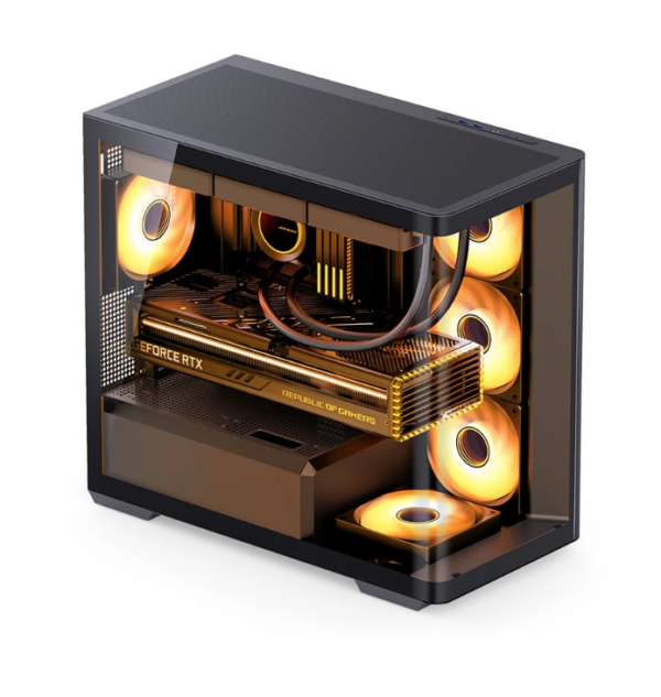 Gabinete Gamer Aquário Jonsbo D300 Black M-Atx Vidro Temperado Usb-C Preto