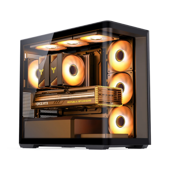 Gabinete Gamer Aquário Jonsbo D300 Black M-Atx Vidro Temperado Usb-C Preto