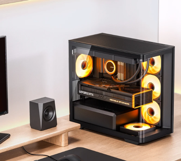 Gabinete Gamer Aquário Jonsbo D300 Black M-Atx Vidro Temperado Usb-C Preto