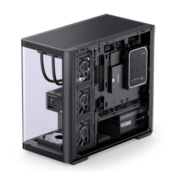 Gabinete Gamer Aquário Jonsbo D300 Black M-Atx Vidro Temperado Usb-C Preto